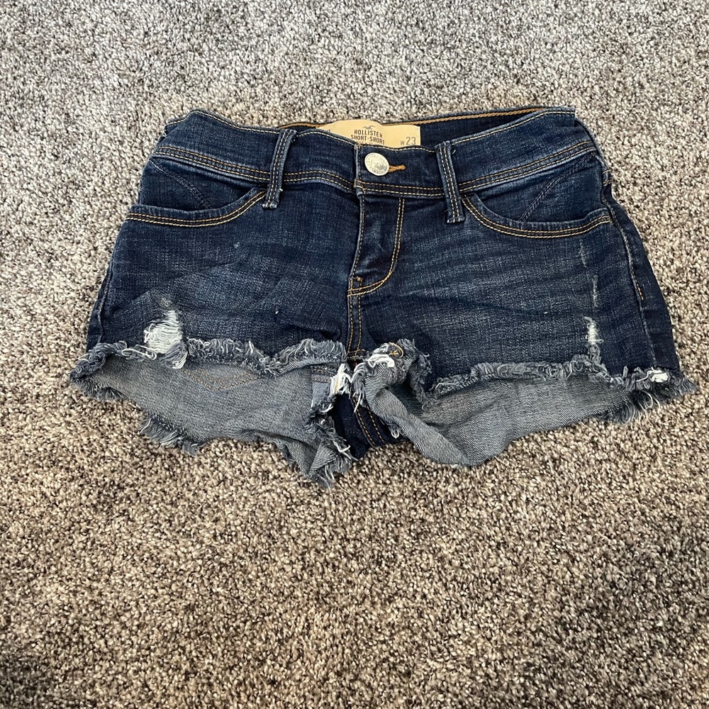 Hollister dark low rise jean shorts